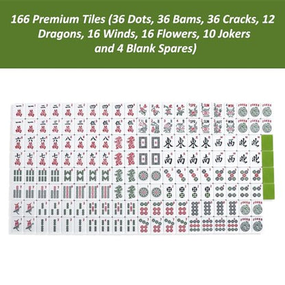 Set of American Mahjong Tiles, 166 American Mahjong Tiles with Green Color(1.2”,Tiles Only Set) - color: Green