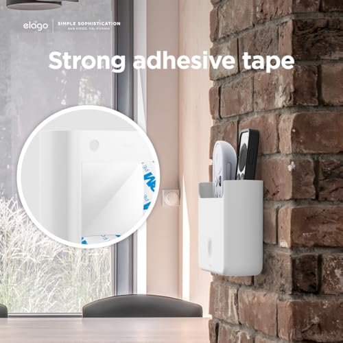 elago Universal Remote Holder Mount Compatible with Apple TV Remote and All Other Remote Controls - Adhesive Tape or Screw Mounting Options, Available Wired Charging [Large] [White] - color: White, size: Large