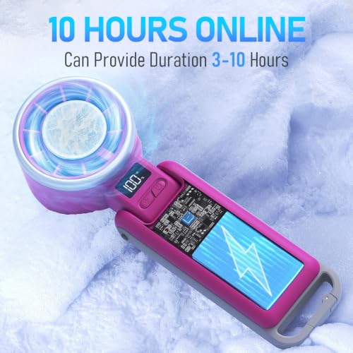 PlayHot Portable Handheld Cooling Fan, Travel Essentials, Gifts for Women | Instant Cooling, 10m/s Airflow, 5-Speed, 10H Max, USB-C Rechargeable, LED Display, 3-in-1 Foldable for Cruise, Beach Vacation - color: Magenta