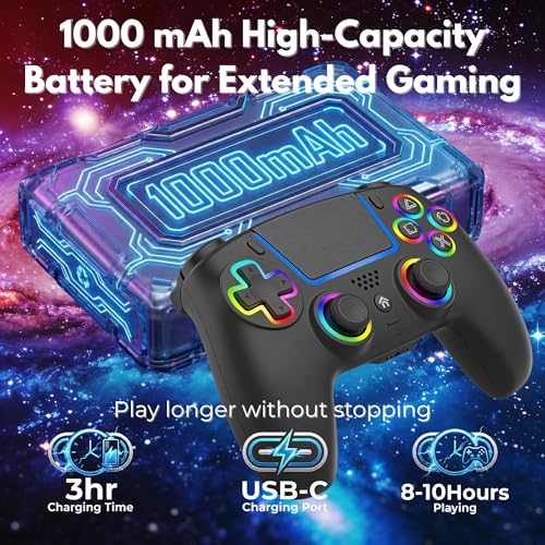NEVORK Wireless Controller for PS5 Console and PC, Hall Effect Joysticks and Hall Triggers, RGB LED Gaming Controller 7 Colors, Programmable Back Buttons M1 M2, Turbo Rapid Fire, Dual Vibration, 6 Axis Motion, 3.5mm Audio Jack, Black