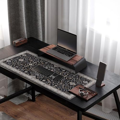 Baziabbo Black Desk Mat,XXL Extended Large Mouse Pad,Gaming Mousepad with Stitched Edge,Non-Slip Rubber Base Keyboard Desk Pad for Home Office Study Game (Black) - color: Black