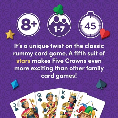 Five Crowns Scorepad – 130 Page Replacement Score Sheet, Card Game Score Card, Tracks 7 Players at Once, Gift for Kids, Birthday Gifts