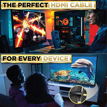 PowerBear 4K HDMI Cable 15 ft | Long Hdmi Cable, Braided Nylon & Gold Connectors, 4K @ 60Hz, Ultra HD, 2K, 1080P, ARC & CL3 Rated | for Laptop, Monitor, PS5, PS4, Xbox One, Fire TV, & More - size: 15ft