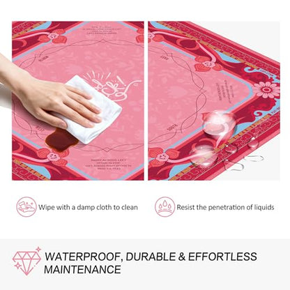 KUNTE Mahjong Mat, Red, 32"x32" | Non-Slip, Quiet, Waterproof, Foldable, For American Mahjong - color: Red