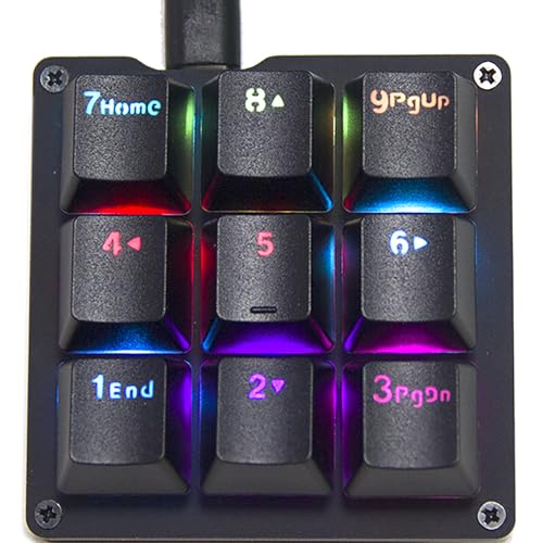 Macro Keyboard Mechanical Numpad One Handed Gaming 24 Macro Programmable Setting Keypad 9-Keys Number Pad Keyboard Electric Contest Game RGB Backlit Gaming Keyboard for Red Switch Black Keycaps - style: Red Switch/RGB