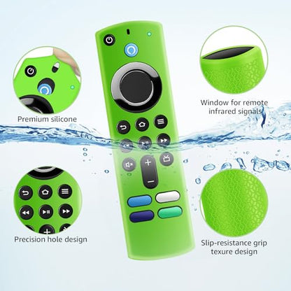 (3 Pack) ONEBOM Firestick Remote Cover 3rd Gen with Alexa Voice Remote 4K,Fire TV Stick Case Glow in The Dark,Anti Slip Shockproof Silicone Protective Case with Lanyard(Glow Green&Blue&Red) - color: (Black Lanyard)Glow Green&Red&Blue