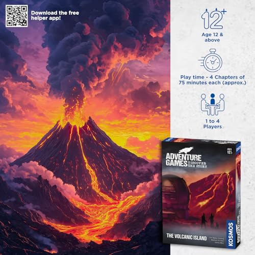 Adventure Games: The Volcanic Island | A Kosmos Game from Thames & Kosmos | Collaborative, Replayable Storytelling Game Experience for 1 to 4 Players | Ages 12+