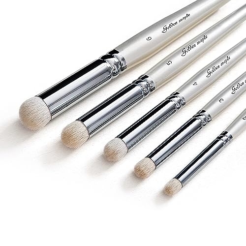 Golden Maple Dry Brush Miniature Painting Drybrush Set - 6PC Professional Miniature Paint Brushes for Miniatures, Model, Enamel & Fantasy Figurines Painting（Pearl White） - color: White