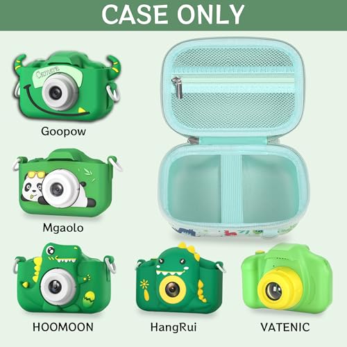 Leayjeen Kids Camera Case for Goopow/Mgaolo Kids Camera-Green dinosaur | Fits CIMELR/Seckton/OZMI Kids Toy Cameras and Children Digital Camera,Shockproof Water-Resistant Hard EVA Shell(Case Only) - color: Green Dinosaur