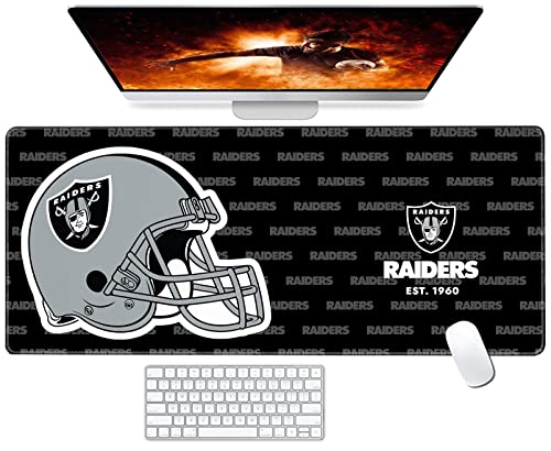 Stitched Edges Mouse Desk Pad,Large Gaming Mouse Pad for Laptop Computer Desktop Keyboard,Black Gray Design Mat for Football Sport Fans Mousepad