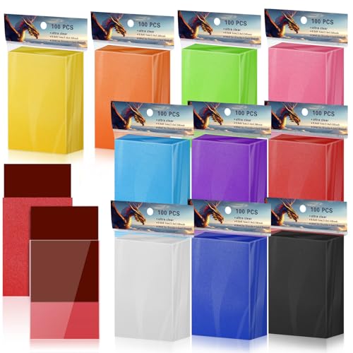 1000CT MTG Card Sleeves for Trading Cards, 10 Colors Soft Standard Size Matte Sleeves - Compatible with Square Enix TCG, Arkham Horror, Final Fantasy, Lorcana Card Protectors Deck Sleeves (10Colors) - color: 10colors
