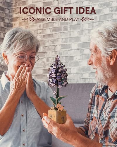 3D Flower Wooden Puzzles for Adults-Lilac, DIY Wooden Flowers Model Kit Building Set Crafts Birthday Gifts, Artificial Botanical Collection Creative Gift Ideas/Housewarming Decor(154PCS) - style: TW - Lilac