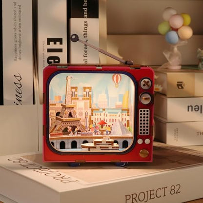 Street View of Paris 3D Wooden Puzzle with LED Lights, DIY Craft Model Kit for Adults & Kids, Elegant Home Decor and Creative Gift Idea - style: Street View of Paris