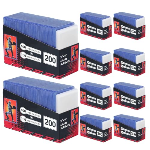 2000 Card Sleeves, Clear Hard Sleeves for Cards, 3"X4" Card Protectors, Baseball Card Sleeves, Hard Plastic Card Holder for Trading Sports Football Game Cards (1000 Hard Sleeves+1000 Penny Sleeves) - size: 1000 Hard Sleeves+1000 Penny Sleeves