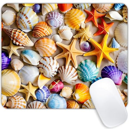 Square Mouse Pad Colorful Shells and Starfish,Gaming Mouse Pads for Desk,Soft Computer Waterproof Non-Slip Mouse Mat - color: Colorful shells and starfish
