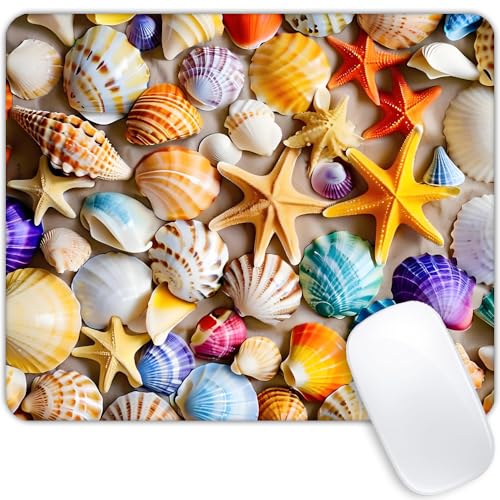 Square Mouse Pad Colorful Shells and Starfish,Gaming Mouse Pads for Desk,Soft Computer Waterproof Non-Slip Mouse Mat - color: Colorful shells and starfish