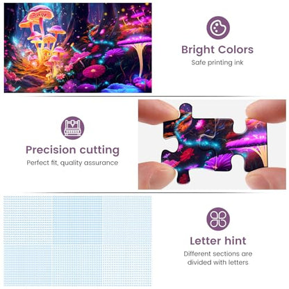 500 Pieces Puzzles for Adult Jigsaw Puzzle Mushrooms Puzzle for Adult Elderly Difficult Puzzle Gift for Family Activity Games Home Decor Wall Art 20.5x15IN - style: Mushrooms
