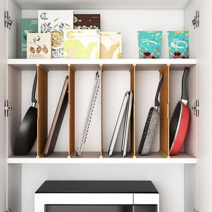 6 Pcs Wood Tray Dividers for Cabinet, Cuttable Insert Organizer | Plug-in Cookie Sheet Organizer, Multi-Layer Embedded Storage,Kitchen Cabinet Organization,Space-Saving Organizer for Kitchen
