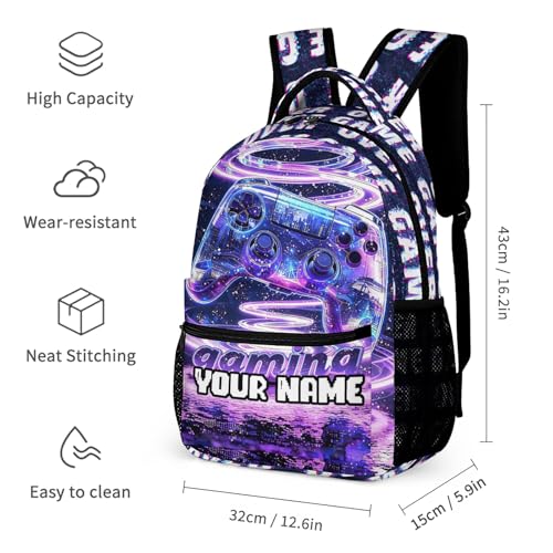Custom Gaming Print Backpack, 17 in Laptop Bookbag for Teens | All-over print design | 900D PU nylon | Tear & abrasion resistant | Premium feel | Vibrant | Built for heavy daily use - color: Color 2 Custom