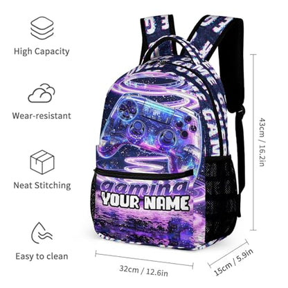 Custom Gaming Print Backpack, 17 in Laptop Bookbag for Teens | All-over print design | 900D PU nylon | Tear & abrasion resistant | Premium feel | Vibrant | Built for heavy daily use - color: Color 2 Custom