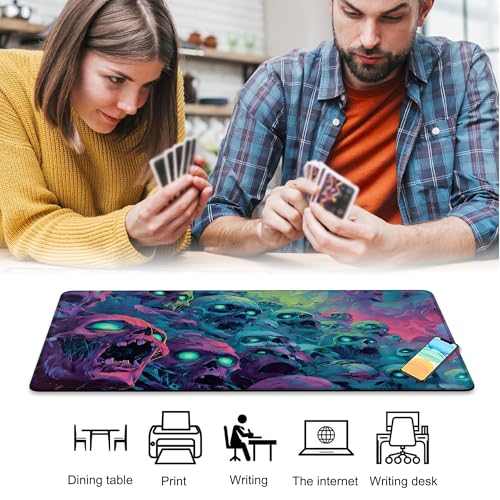 for MTG Playmat 24 x 14 Inches Fantasy Skull Magic Play Mat Card Game Mat for Magic The Gathering TCG PTCG Playmat with Free Storage Bags Non-Slip Backing and Stitched Edge - color: Fantasy Skull No With Zones