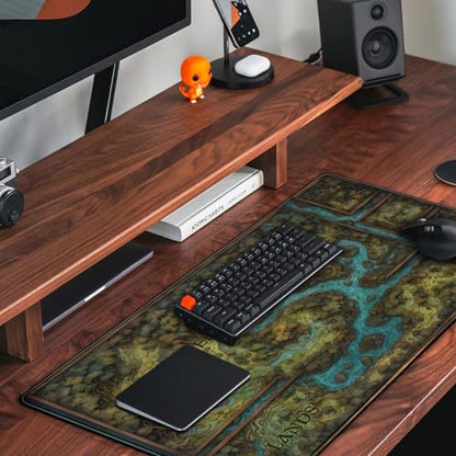 Game Forest Large Mouse Pad XXL Green Map Playmat for MTG Adventure Gaming Deskpad Desk Mat for Keyboard and Mouse Mat with Stitched Edges Anti-Slip Funny Desk Pad, 31.5 X 15.8 in - color: Game Map