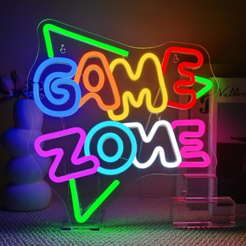 Gameneon Green Game Zone Neon Sign Gaming Room Neon Signs for Wall Decor Led Light Boys Bedroom Teen Man Cave Internet Bar Party Playroom Decoration Gamer Lover Gift - color: Colorful-A-Green game zone