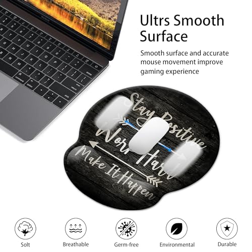 Mouse Pad Wrist Support,Ergonomic Mouse Pad with Wrist Rest,Comfortable Mousepad with Smooth Wrist Rest,Pain Relief Mouse Pads for Non-Slip Base,Computer,Laptop,Office,Home(Black Inspirational Quote) - color: Black Inspirational Quote