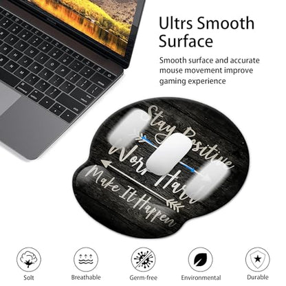 Mouse Pad Wrist Support,Ergonomic Mouse Pad with Wrist Rest,Comfortable Mousepad with Smooth Wrist Rest,Pain Relief Mouse Pads for Non-Slip Base,Computer,Laptop,Office,Home(Black Inspirational Quote) - color: Black Inspirational Quote