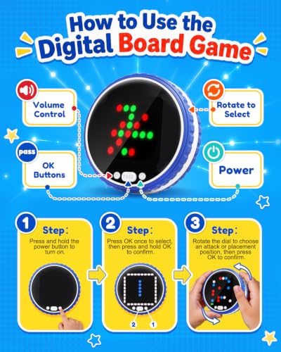 Handheld Electronic Board Games,7-in-1 Portable Travel Games with 5-in-a-Row & Tic-Tac-Toe,Birthday Gifts for Kids Adults,Strategy Family Game for Car Rides/Airplane/Camping,Brain Toy for Kids Ages 6+