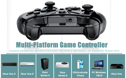 Xexvyrin Wireless for X-Box Controller, Compatible with X-box One X|S, Series PC, Edition Custom Controller 6-Axis Motion Control 3.5mm Audio Jack Dual Vibration Macro Function Turbo（Classic Black）