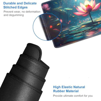 for MTG Game Playmat - 24 x 14 inches with Dices and Storage Bags, Non-Slip Base for TCG and Board Game Card Mats, Trading Card Games Mat, Lotus Pond Night Scene Pattern Collectible Card Playmats - color: Jv-playmat-p7-1-d119