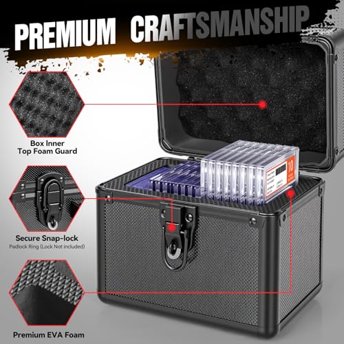 Graded Card Storage Box, Top Loader Boxes, Sports Trading Card Storage Case, Slab PSA/GMA/CSG/SGC/HGA Magnetic Holder, Baseball Football Card Case, Holds 70+ Cards - size: M