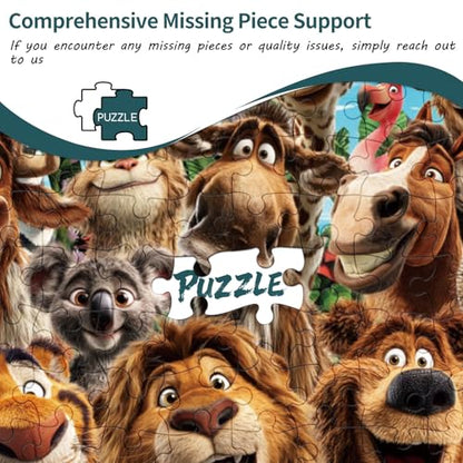 HUADAD Puzzles for Adults 1000 Pieces,1000 Piece Puzzles for Adults,Gift-Jungle Fun Party,Family Party Jigsaws Puzzles Game,Letter Partition Puzzles,1000 Piece Animal Puzzle - color: Jungle Fun Party