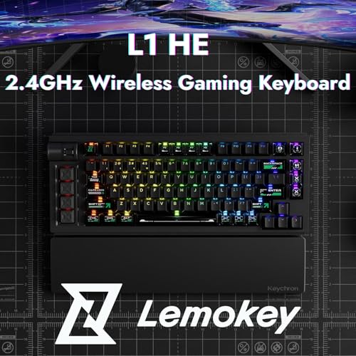 LEMOKEY L1 HE 75% Hall Effect RGB Gaming Keyboard, Full Aluminum Body, Tri-Mode Connectivity, Rapid Trigger & Adjustable Actuation, Hot-Swappable, Web Configurator, with Knob, for Windows and Mac