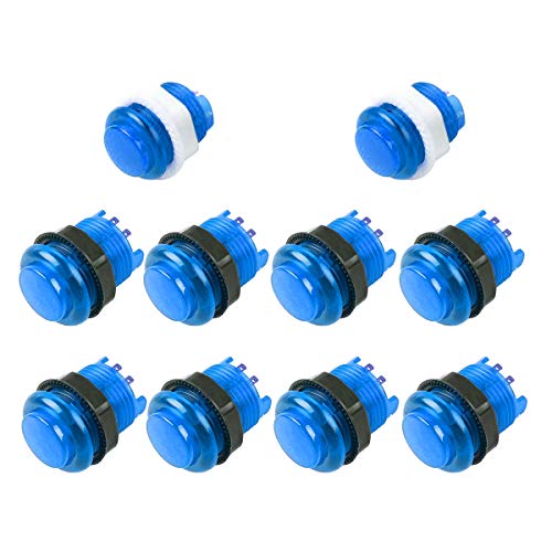 Gamelec Arcade Game Buttons and Joystick Controller Kit for Raspberry Pi and PC Games,1x 5 Pin Joystick and 10x LED Illuminated Push Buttons DIY Kits for Mame,PC and Raspberry Pi 2 3 (Blue)