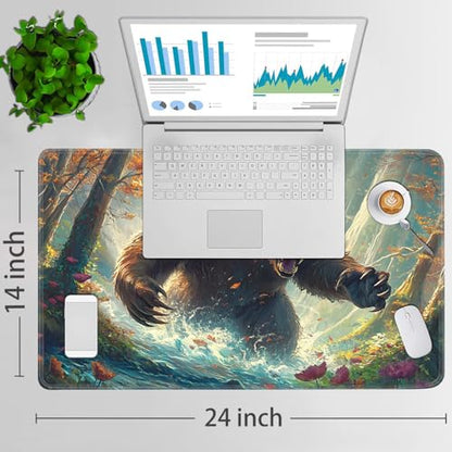 for MTG Game Playmat - 24 x 14 inches with Dices and Storage Bags, Non-Slip Base for TCG and Board Game Card Mats, Trading Card Games Mat, Raging Bear Pattern Collectible Card Playmats - color: Jv-playmat-p7-1-h216