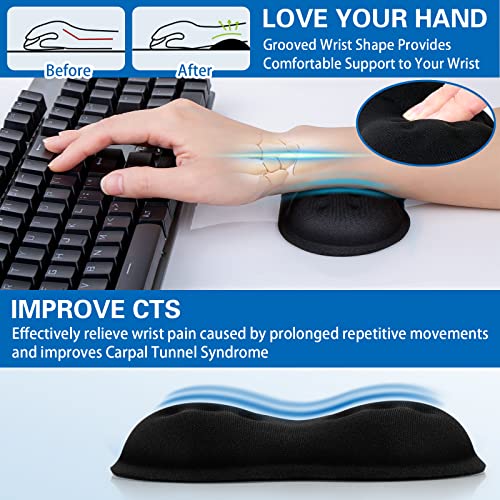2 Pack Mouse Wrist Rest, Canjoy Wrist Rest for Mouse Memory Foam Wrist Pad | Superfine Fibre Soft Mouse Wrist Rest Pad Support Cushion with Anti-Skid Rubber Base, Pain Relief Mouse Hand Rest - color: Black-upgraded