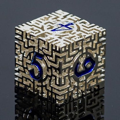 Metal Hollow DND Dice Set with A Gift Box, Silver Metallic Luster Maze Design, Ideal DND Dice Set for D&D DM and Players, Perfect for Dungeons and Dragons, MTG, COC Game Meetings (Cleric) - color: Hollow-silver