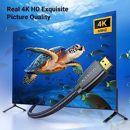 UGREEN 4K@60Hz HDMI Cable Braided High Speed Monitor Cable 10FT | 18Gbps, Ethernet Support, Compatible with UHD TV Computer Switch Xbox 360 PS5 PS4 Blu-ray - size: 10FT