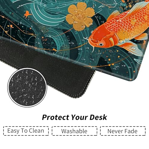 Gold and Black Fish for MTG & TCG Playmat Mouse Pad,BFDHGQZC 24" x 14" Game Mat for MTG/RPG/CCG Trading Card Game Playmats Table Mat Perfect for Card Games Video Games Computer Office - color: Gold and Black Fish