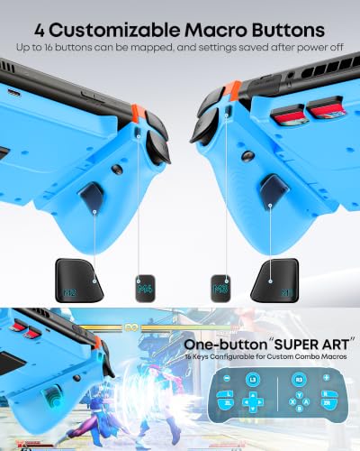 OIVO VGA DESIGN Switch Controller Handheld for 1/2/OLED, Ergonomic Grip Stretch Joypad for SW Console, Wireless Controller with TMR Joysticks, RGB Lighting, Turbo, 4 Macros & Card Slot - color: Orange & Blue