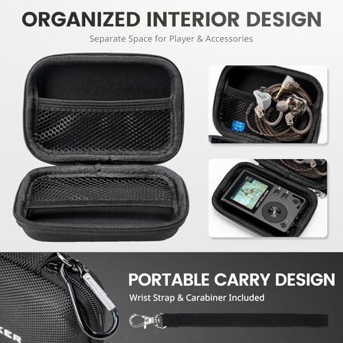 MP3 Player Case Compatible with HIFI WALKER H2 and H2 Touch, Hard EVA Portable Carrying Case for MP3 Player, Earphones, USB Cable and Memory Cards, Travel Storage Bag, Case Only