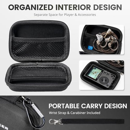 MP3 Player Case Compatible with HIFI WALKER H2 and H2 Touch, Hard EVA Portable Carrying Case for MP3 Player, Earphones, USB Cable and Memory Cards, Travel Storage Bag, Case Only