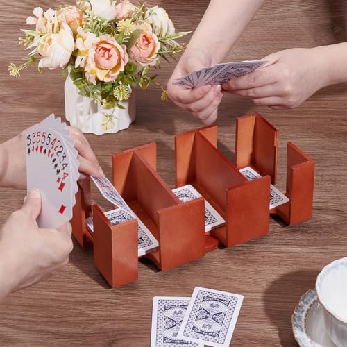 UNICRAFTALE Wooden Card Tray Rotating Deck Poker Card Playing Holder Stacking Tabletop Card Holder Cards Stand Cards Organizer 360 Degree Swivel for Adult Table Games 9.05 x 6.69 x 3.3 Inch
