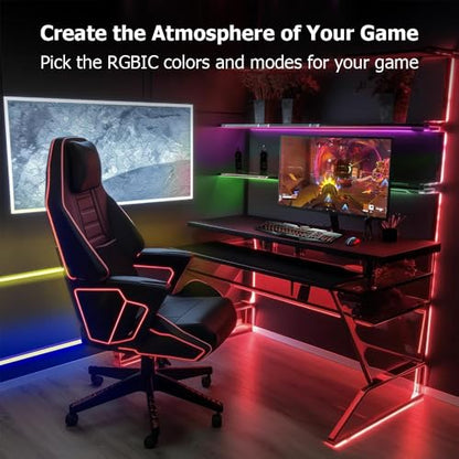 16.4ft LED Neon Rope Lights, RGB Plus IC Strip Lights, IP68 Waterproof Flexible Rope Light with APP and Remote Control, Dimmable Neon Strip for Gaming Room Living Room Bedroom Indoor Outdoor Decor
