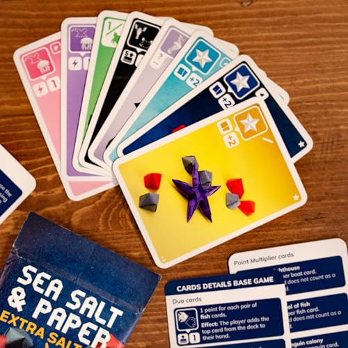Sea Salt and Paper Extra Salt Expansion - 8 New Cards with Exciting Effects! Fast-Paced Strategy Game for Kids & Adults, Ages 8+, 2-4 Players, 30-45 Minute Playtime, Made by Pandasaurus Games