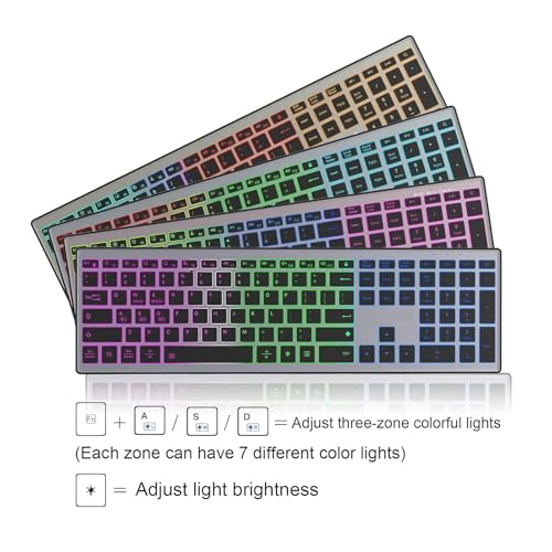 Cuifati 110 Keys RGB Backlit Wireless Keyboard with 7-Color Customizable Lighting and Silent Scissor Switches