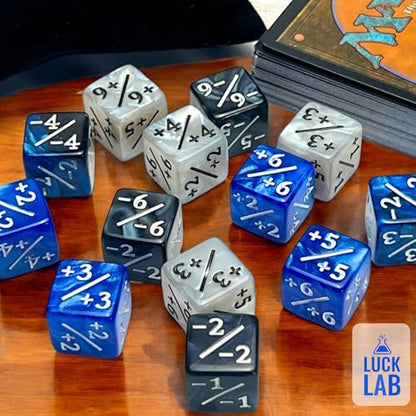 Luck Lab MTG Magic Life Counter Dice, 48 PCS - Compatible w/Magic Card Game Accessories, CCG Creature Stats w/ 2 Dice Bags (Blue Pearl, Blue Swirl, White Pearl, Black Pearl) - color: Blue Pearl, Blue Swirl, White Pearl, Black Pearl