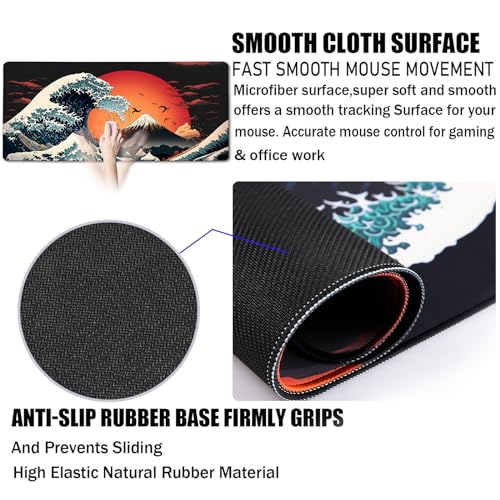 Big Mouse Pad, Upgrade Durable 31.5"x15.7" Larger Extended Mouse Pad for Gamer with Stitched Edges, Waterproof Non-Slip Base Long XXL Large Mousepad for Home Office Gaming Work, Full Moon Pattern - color: Full Moon
